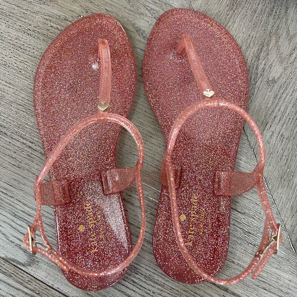 Kate Spade NWOT pink glitter jelly sandals size 8